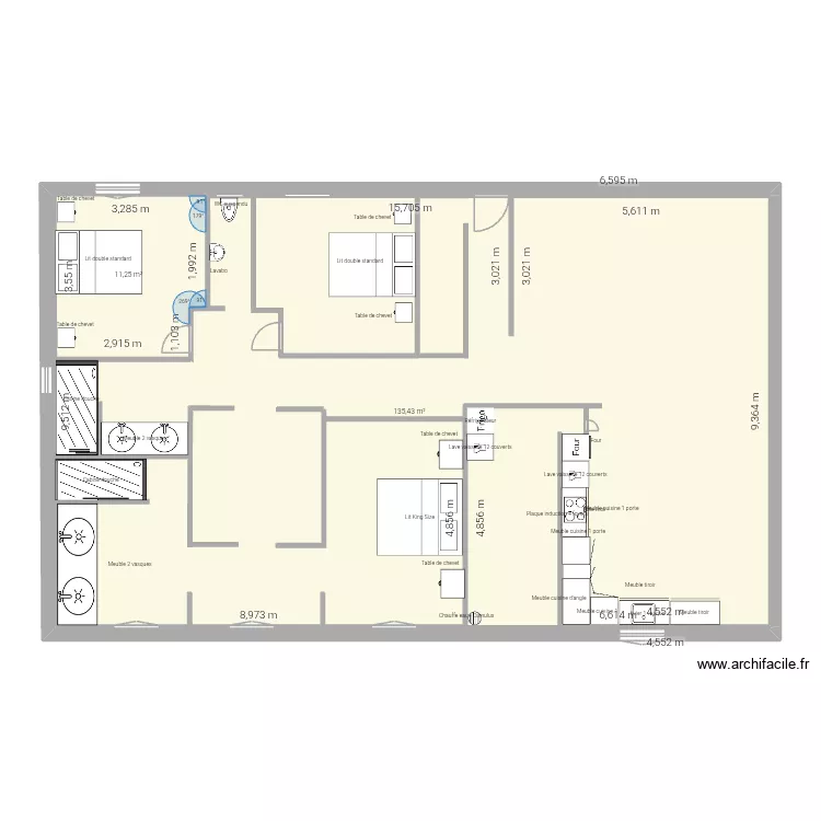 Plan maison. Plan de 2  et 159 m²
