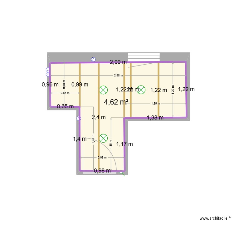 Salle de bain haut 3. Plan de 1 pièce et 5 m2