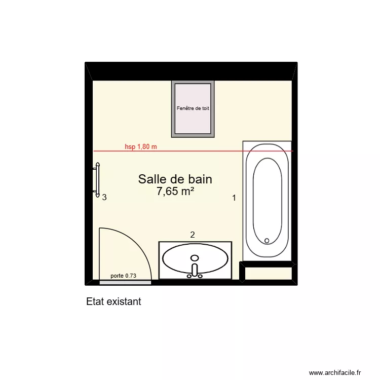 Foucard Existant. Plan de 2  et 8 m²