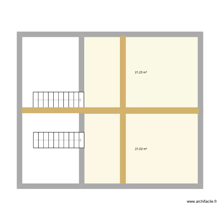 Combles. Plan de 2  et 42 m²
