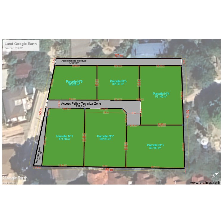 Land Parcelle V4. Plan de 7 pièces et 2886 m2