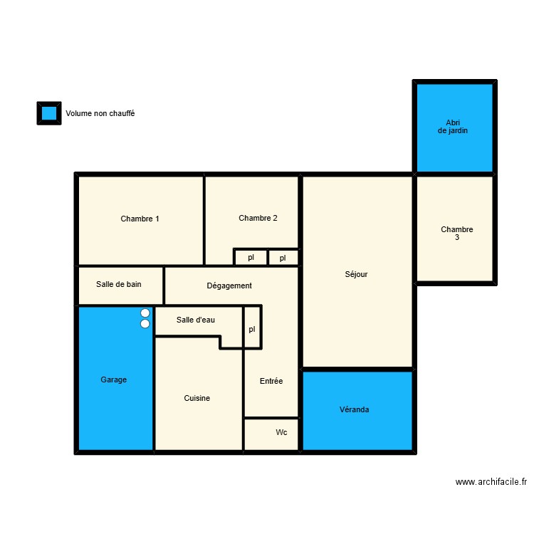 Les sables d olonne reyberolles. Plan de 16 pièces et 68 m2