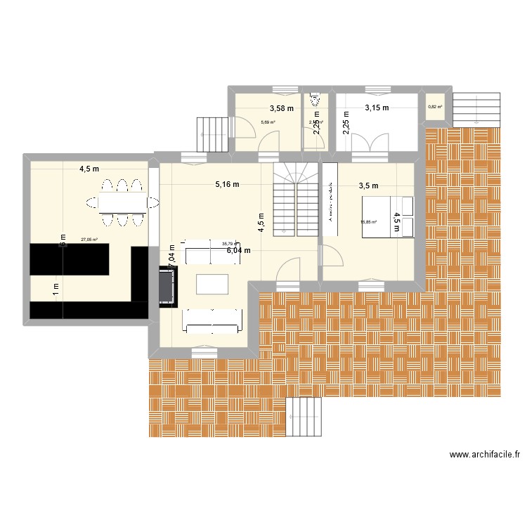 Linkin. Plan de 6 pièces et 87 m2