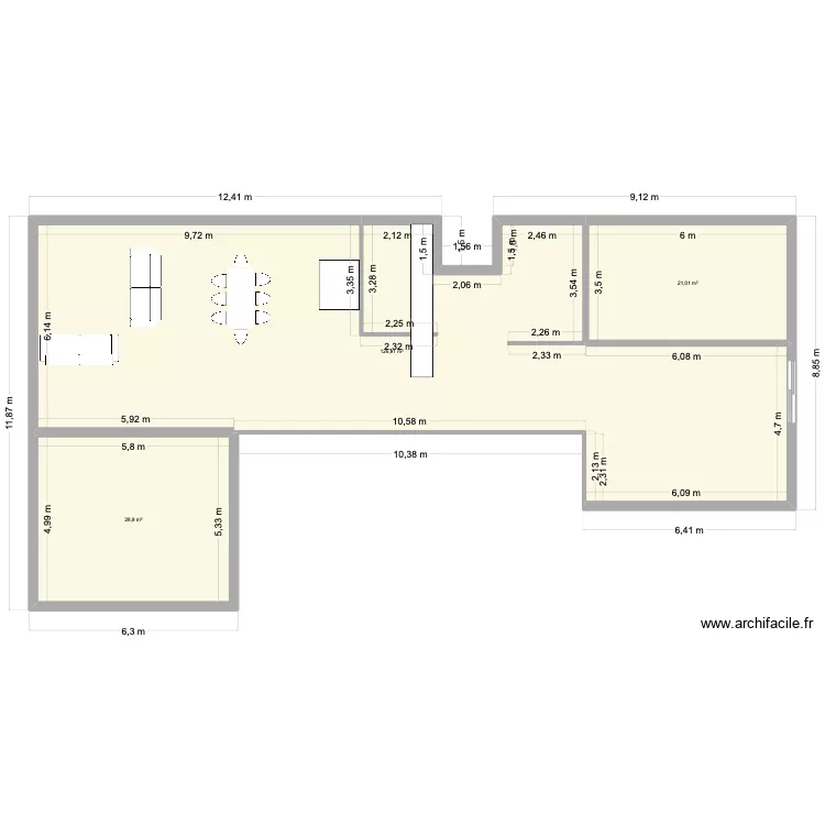 Projet U-1. Plan de 3  et 177 m²