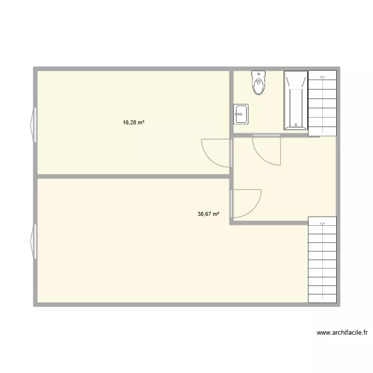 PLAN 1ER ETAGE. Plan de 2 Pièces et 55 m² PLAN 1ER ETAGE. Plan de 2 Pièces et 55 m²