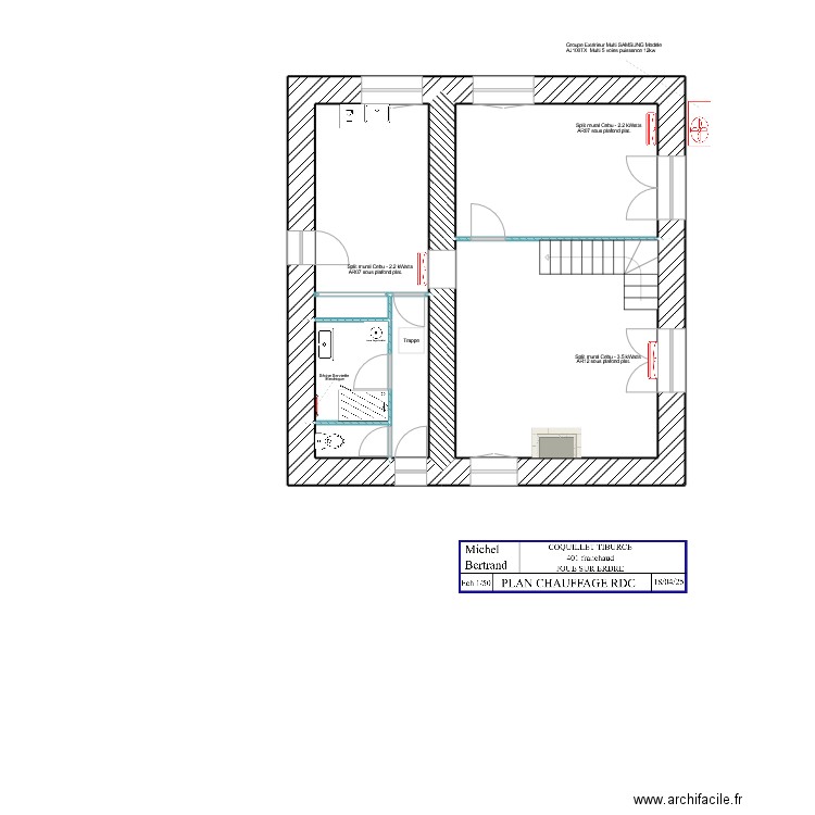 COQUILLET RDC. Plan de 8 pièces et 160 m2