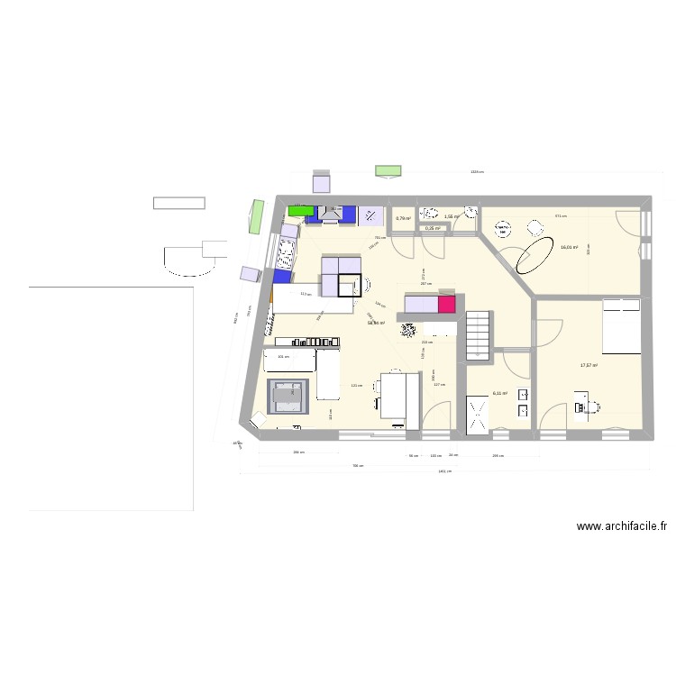 version 30-12 version U. Plan de 7 pièces et 101 m2