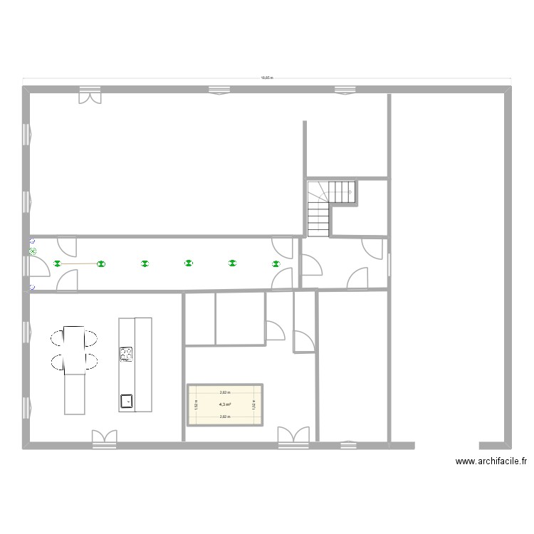Rez de chaussée. Plan de 1 pièce et 4 m2