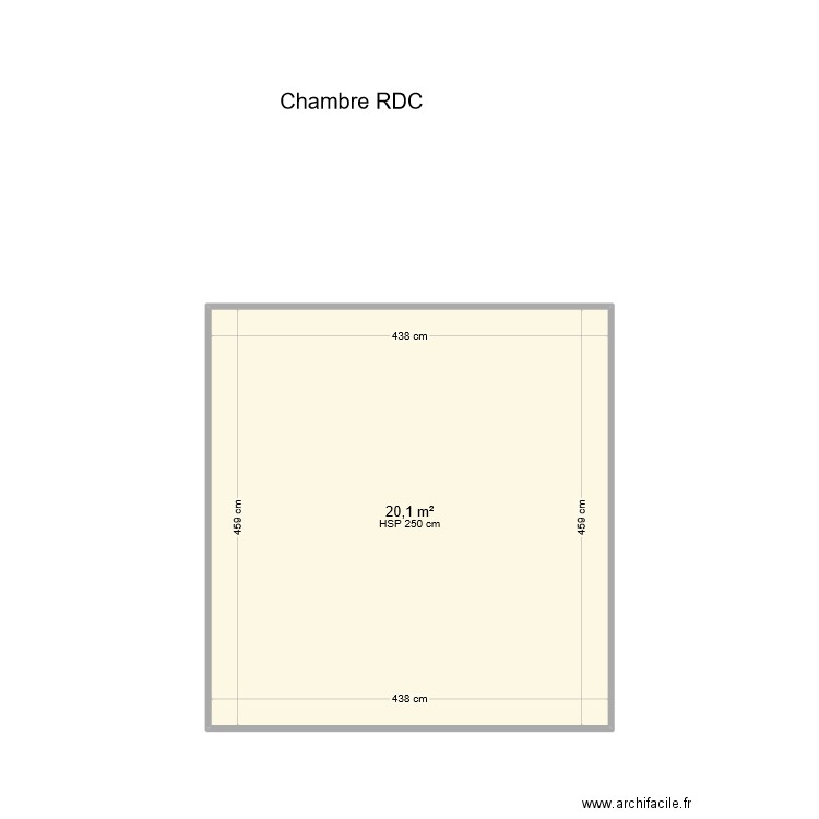 Chambre RDC. Plan de 1 pièce et 20 m2