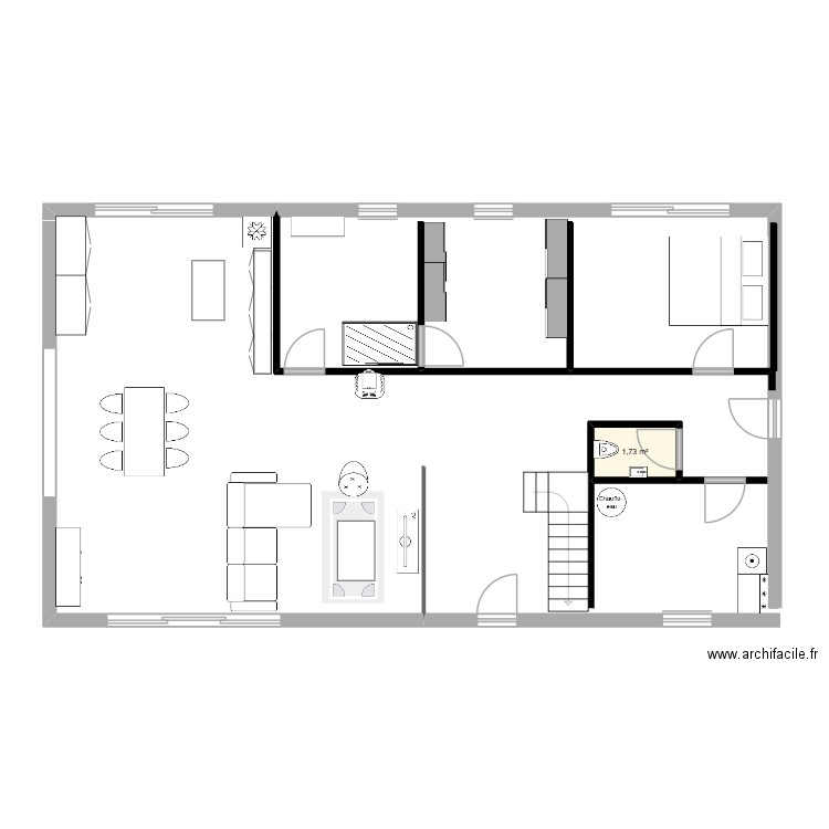 1 st gildas. Plan de 1 pièce et 2 m2