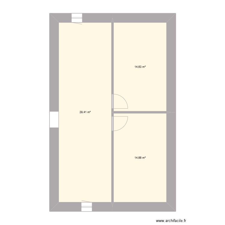 ag1. Plan de 3 pièces et 59 m2