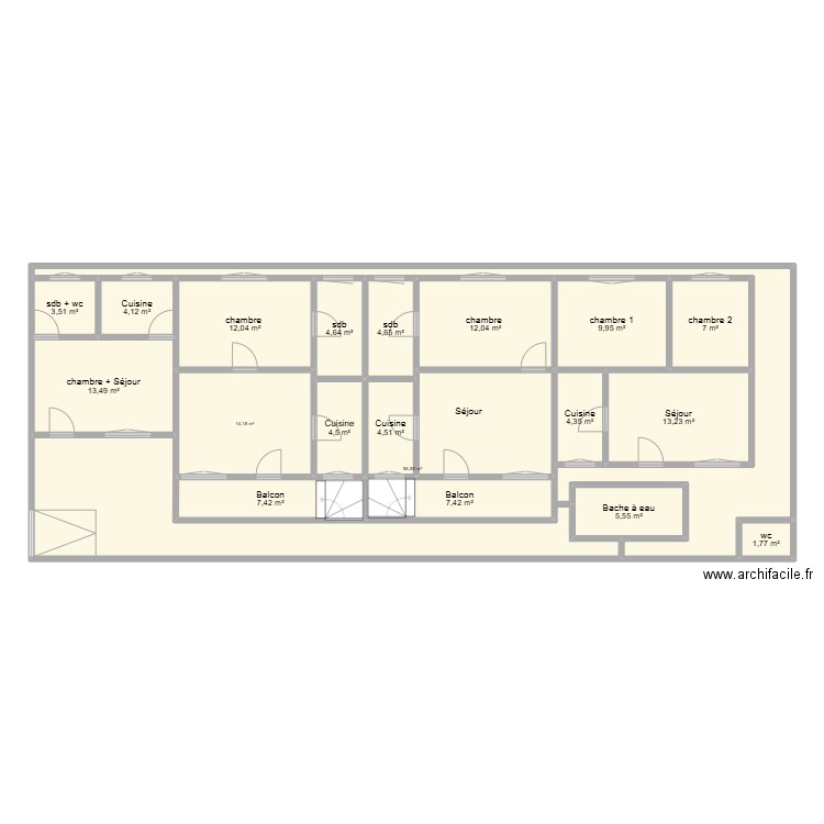 MPAKA 120 BB02. Plan de 20 pièces et 205 m2