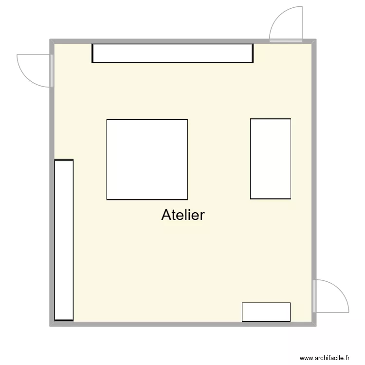 atelier. Plan de 1 pièce et 43 m²