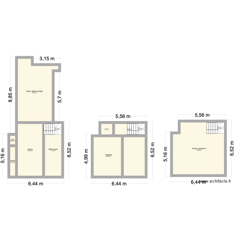 Drx. Plan de 9 pièces et 125 m2