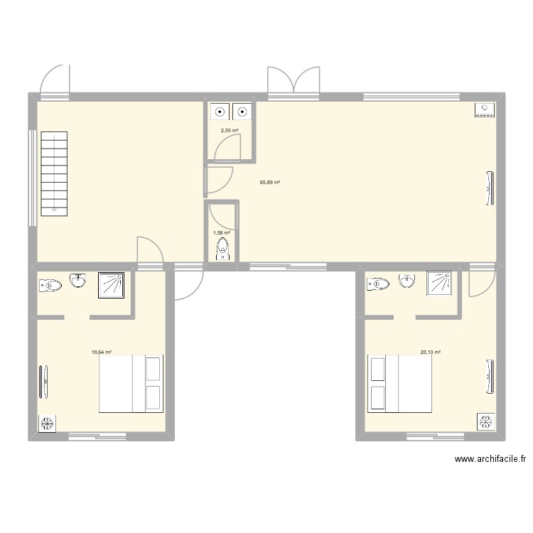 Casa C. Plan de 5 pièces et 110 m2