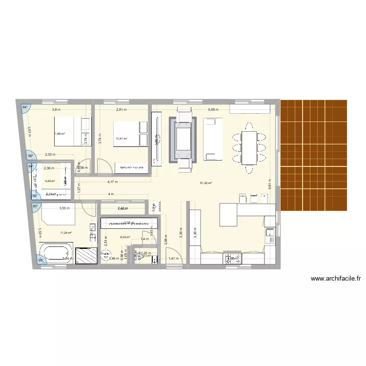 fac. Plan de 8  et 108 m²