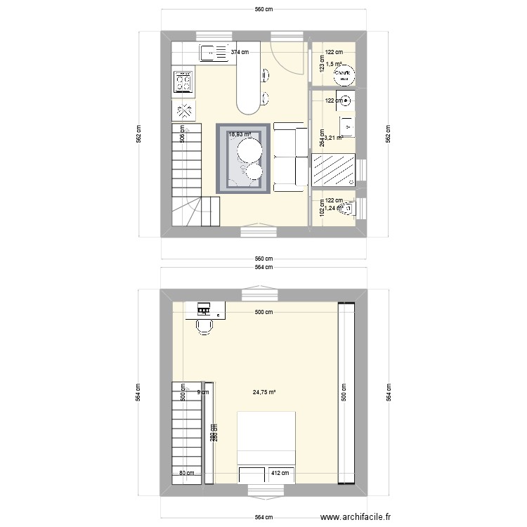 Maison 25m2. Plan de 0 pièce et 0 m2