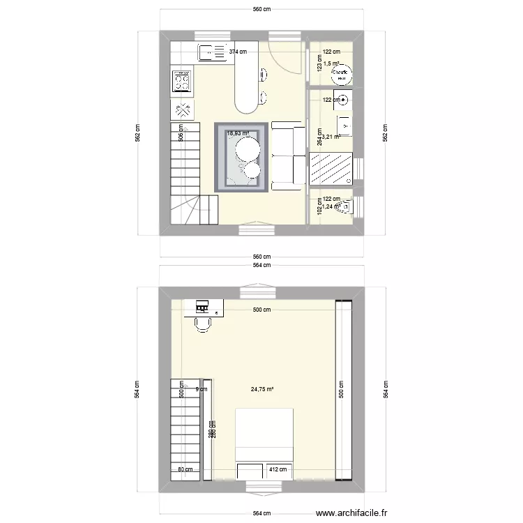Maison 25m2. Plan de 