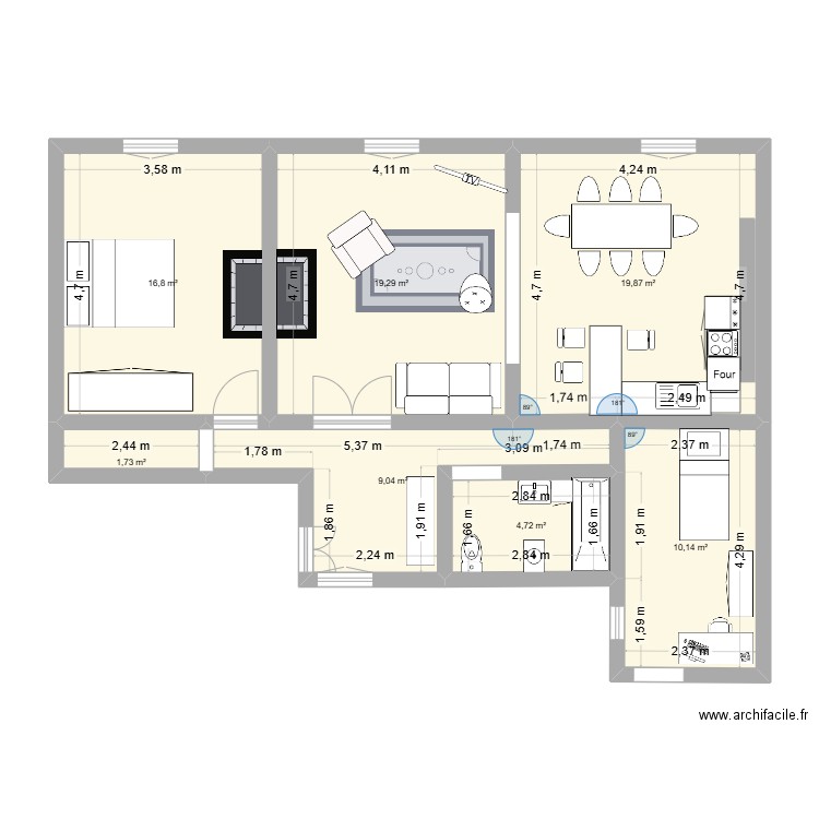 Ribera 2. Plan de 7 pièces et 82 m2