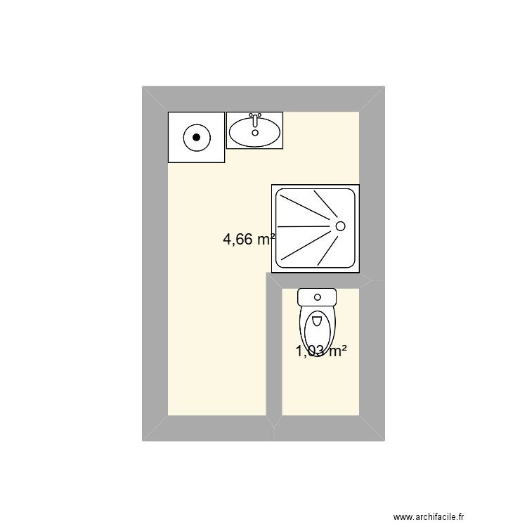 SDB STANTOINE. Plan de 2 pièces et 6 m2