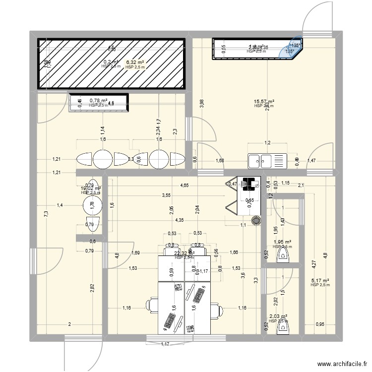 bureau rdc meublé 12/01. Plan de 10 pièces et 84 m2