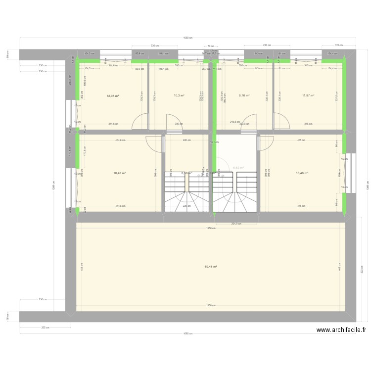 20240312 Projet Rénovation Sud Mury Doublage isolation. Plan de 22 pièces et 302 m2