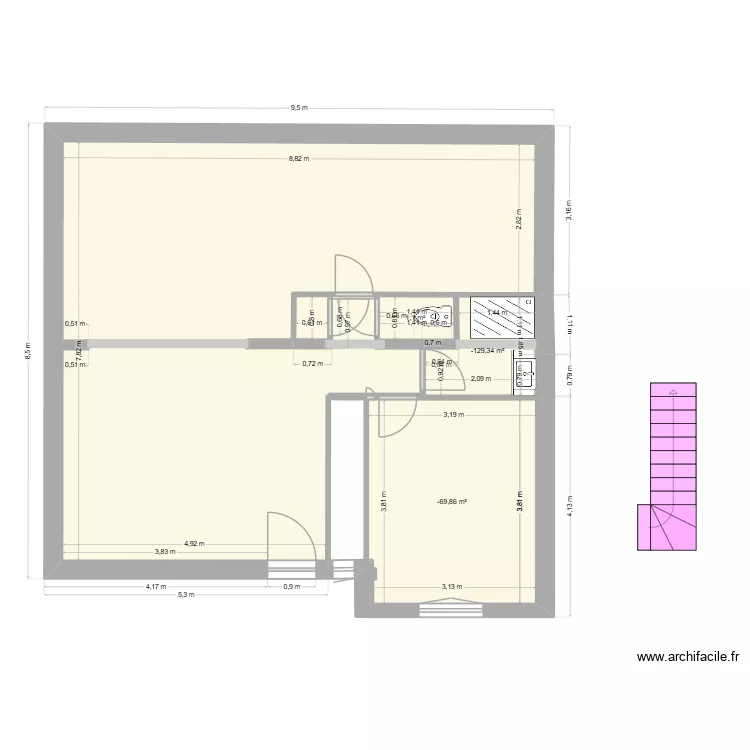CORMONTREUIL RDC. Plan de 3 et 16 m² CORMONTREUIL RDC. Plan de 3 et 16 m²