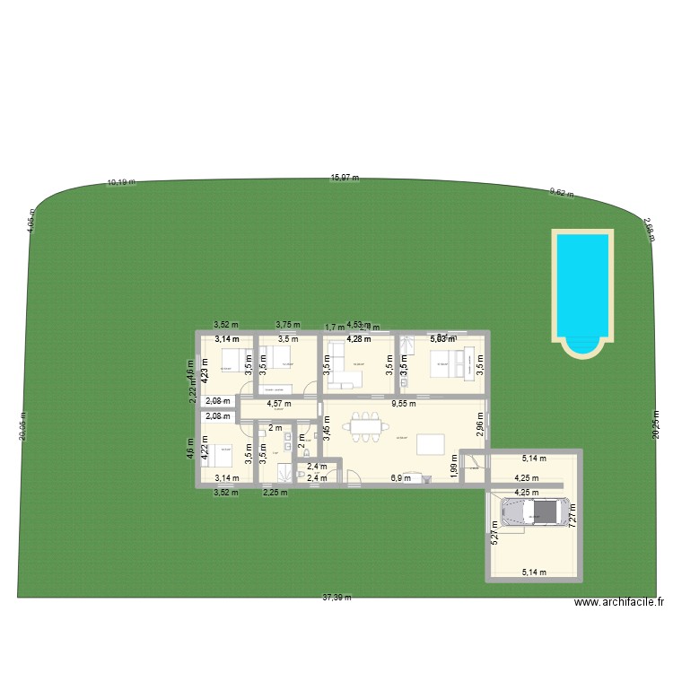 plan maison 4. Plan de 12 pièces et 169 m2