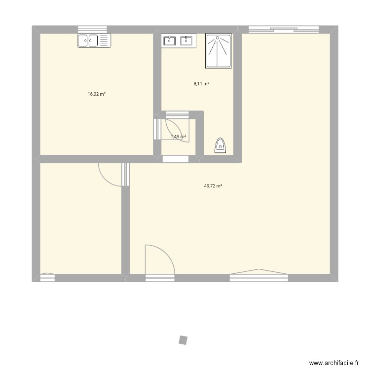 2027. Plan de 4 pièces et 75 m2