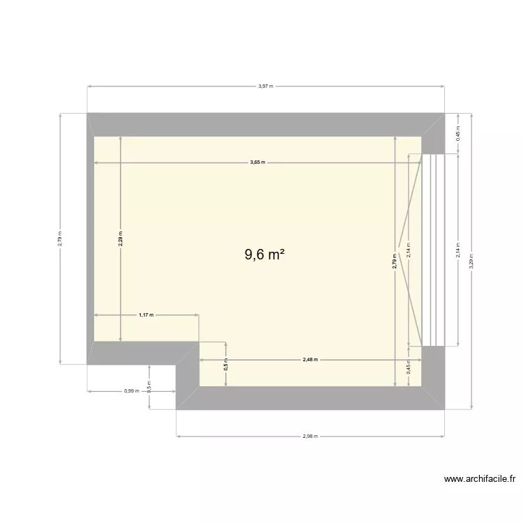 cuisine 3D. Plan de 1  et 10 m²