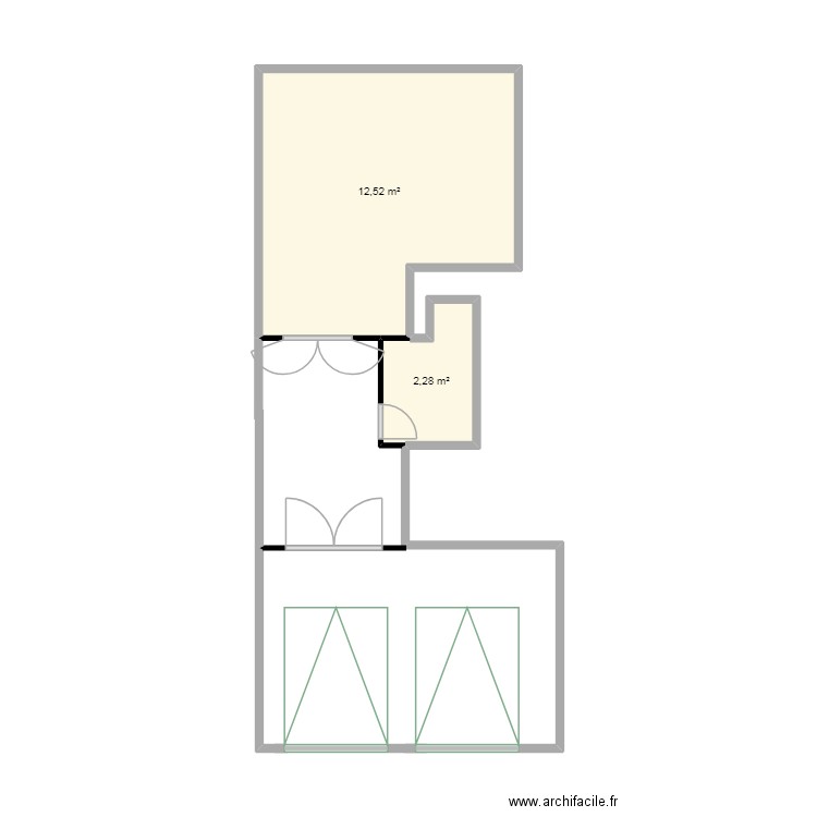 magasin qods. Plan de 2 pièces et 15 m2