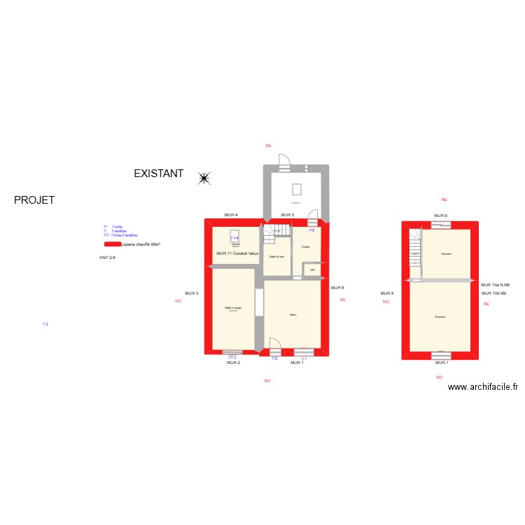 THOMIR_ Existant. Plan de 11 pièces et 114 m2