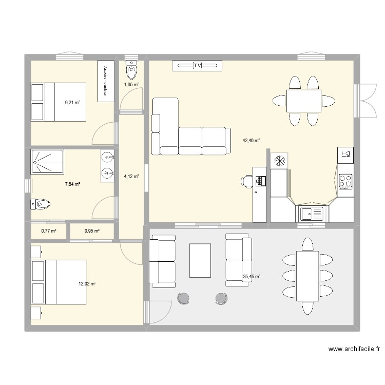plan maison. Plan de 9 pièces et 104 m2