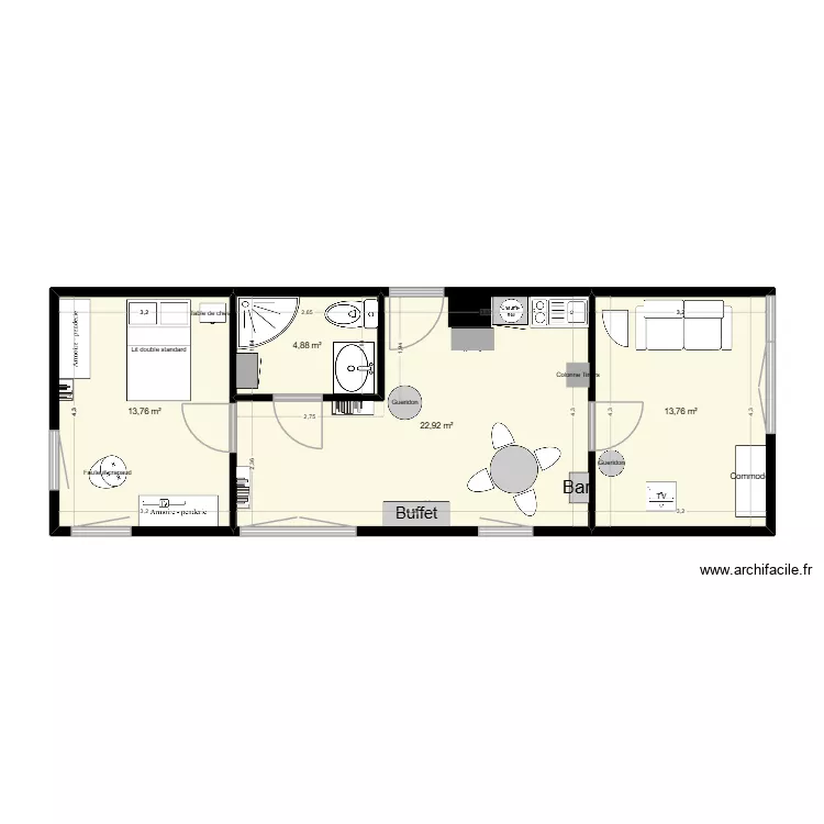 Mougins. Plan de 4  et 55 m²