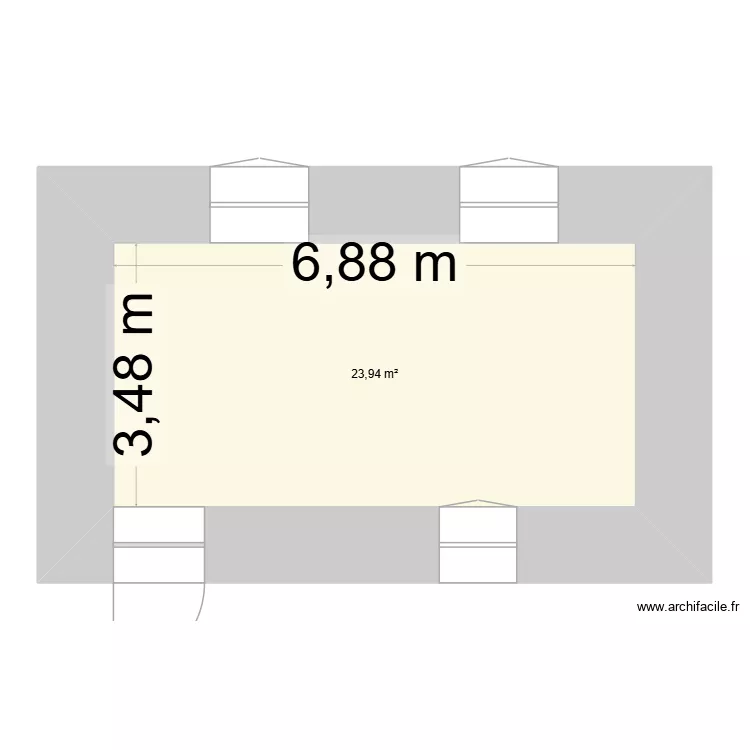 caf&eacute;. Plan de 1 pièce et 24 m²