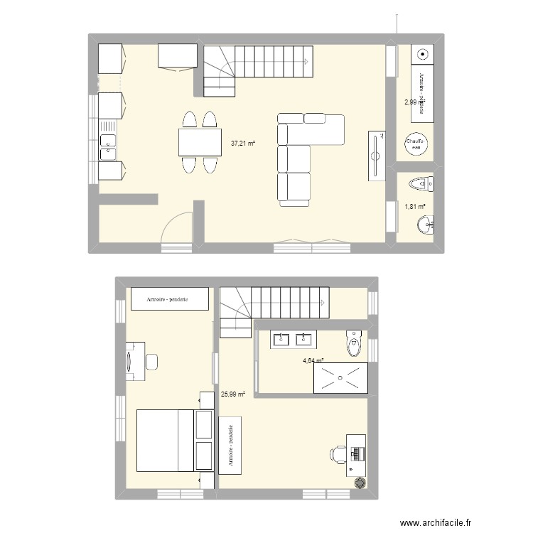 maison crm. Plan de 5 pièces et 73 m2
