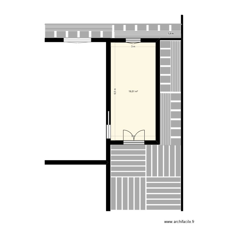 fahd dourges. Plan de 1 pièce et 20 m2