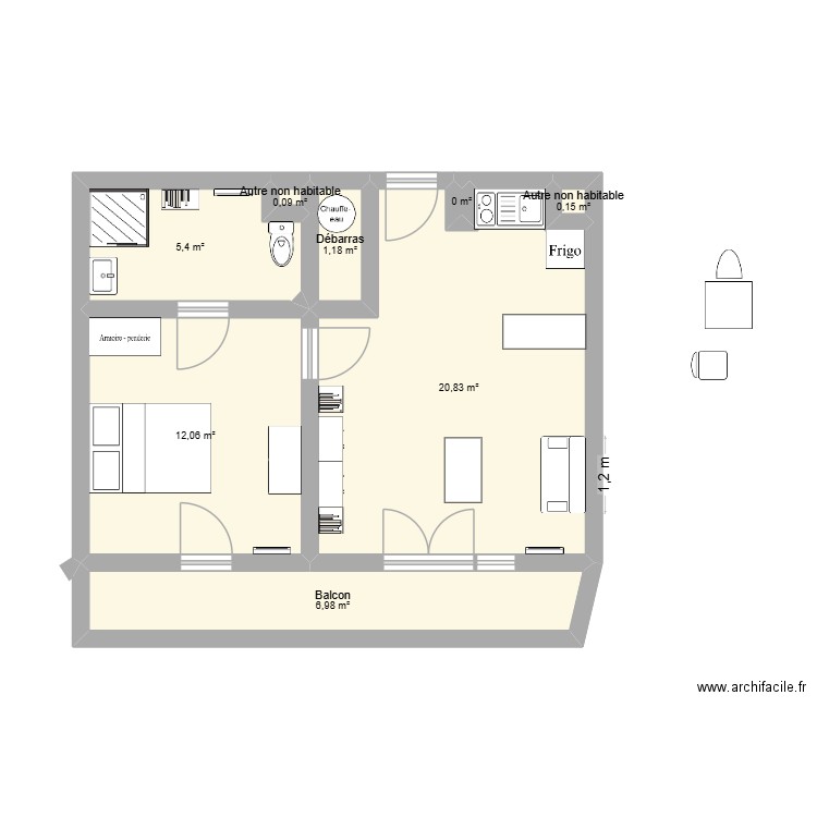 CHEZ NOUS. Plan de 8 pièces et 47 m2