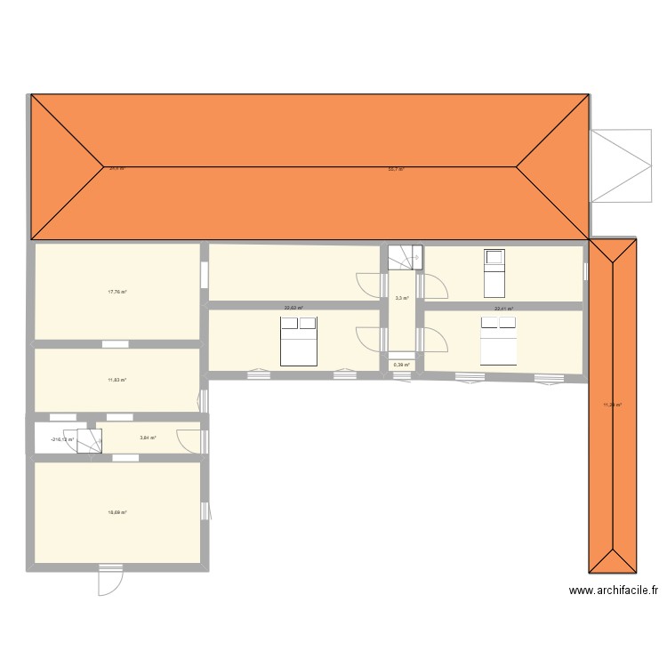 Martet 1 er étage. Plan de 12 pièces et 194 m2