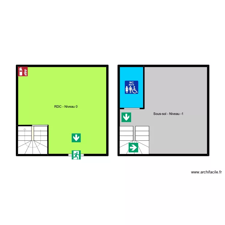 Plan d\'intervention Barber Shop 74. Plan de 4 pièces et 54 m²