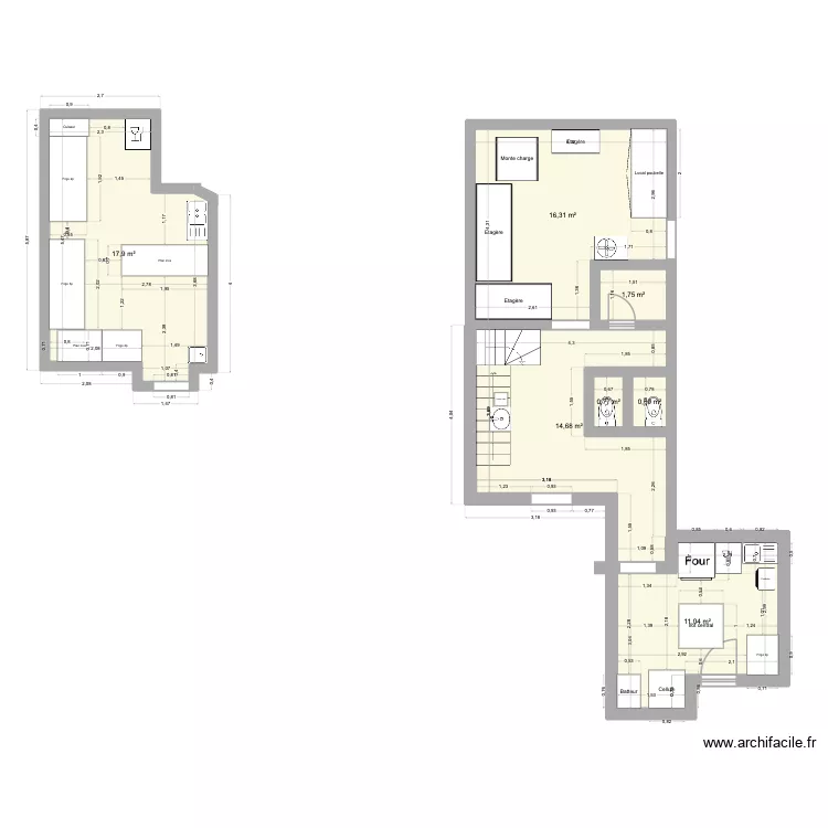 LSH. Plan de 7  et 63 m²