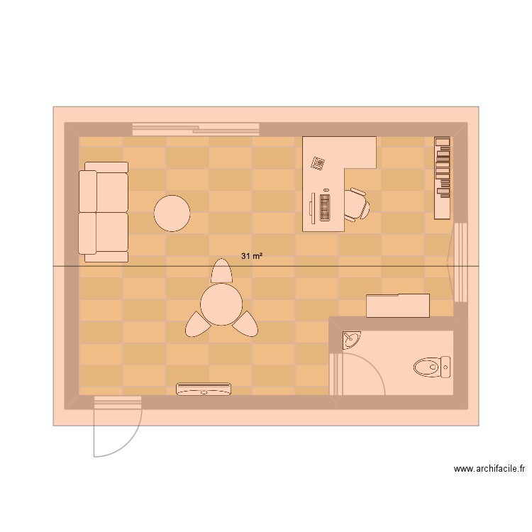 plan. Plan de 1 pièce et 31 m2