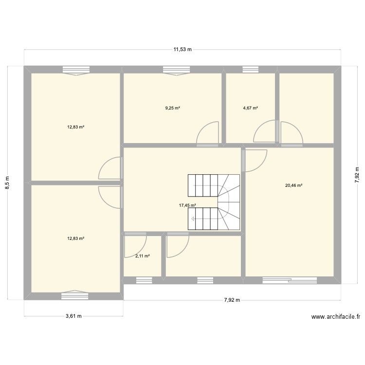23 septembre. Plan de 7 pièces et 80 m2