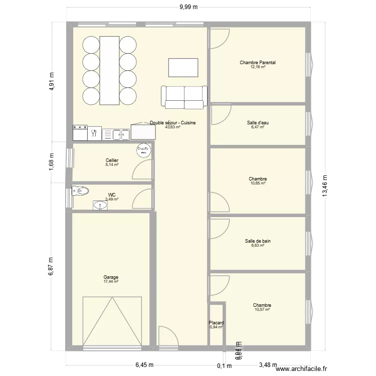 Facade10m. Plan de 10 et 119 m² Facade10m. Plan de 10 et 119 m²