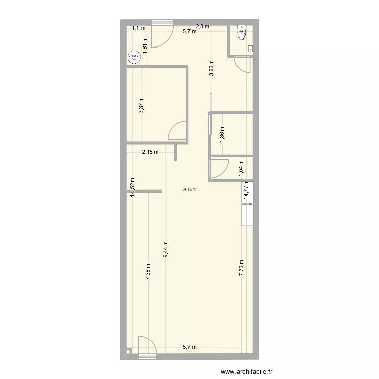 BUREAU AVANT TRAVAUX 1. Plan de 1  et 84 m²