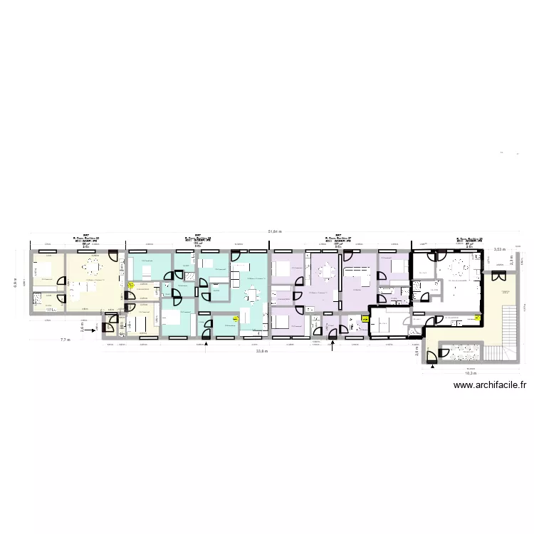 Aile A - TECHNIQUES. Plan de 68 Pièces et 801 m²