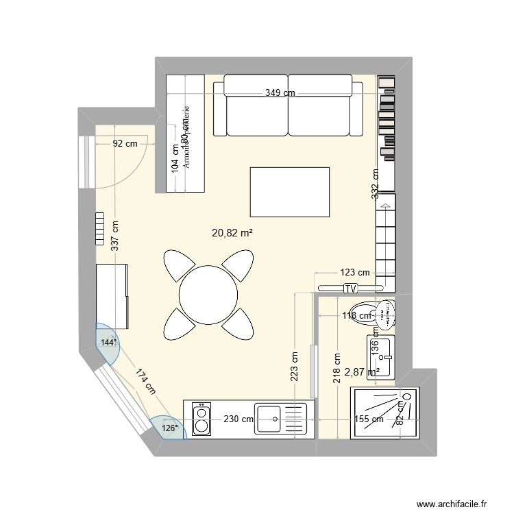 apt reg - Plan 2 pièces 24 m2 dessiné par VMoulin32