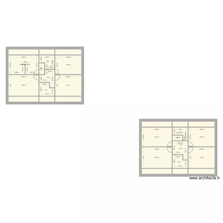 ETAGE 2 BRETAGNE. Plan de 28  et 150 m²