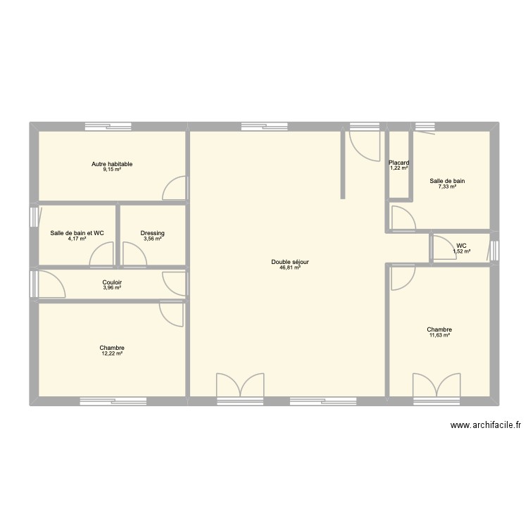 Projet Matignon. Plan de 10 pièces et 102 m2