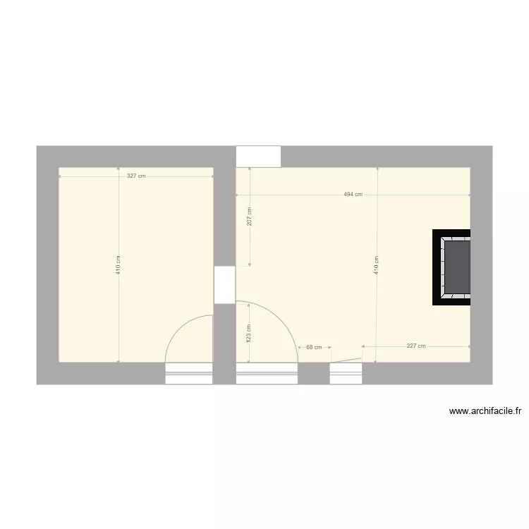 Rez de chauss&eacute;e garin. Plan de 1  et 34 m²